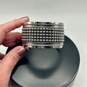 Statement Silver Tone Studded Wide Cuff